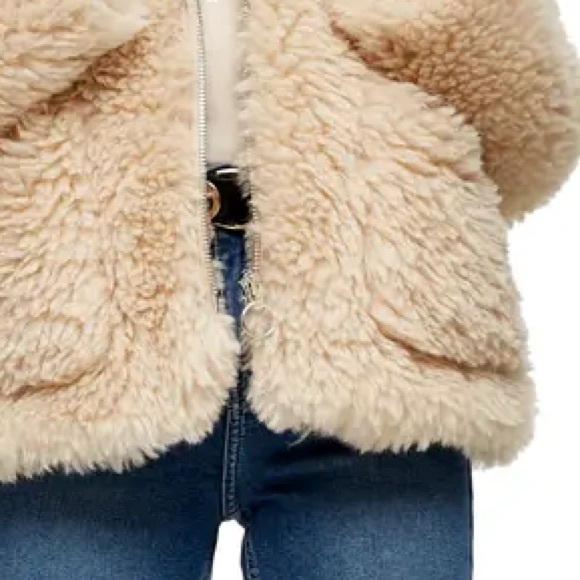 Topshop faux sherpa coat cream zip fur coat borg shearling - Picture 13 of 14